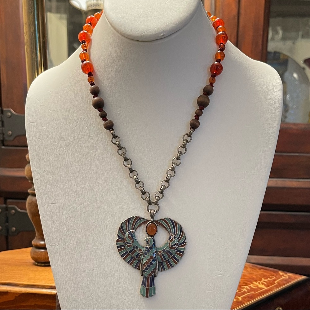Egyptian revival god of the sky Falcon of Horus necklace - Picture 3 of 9